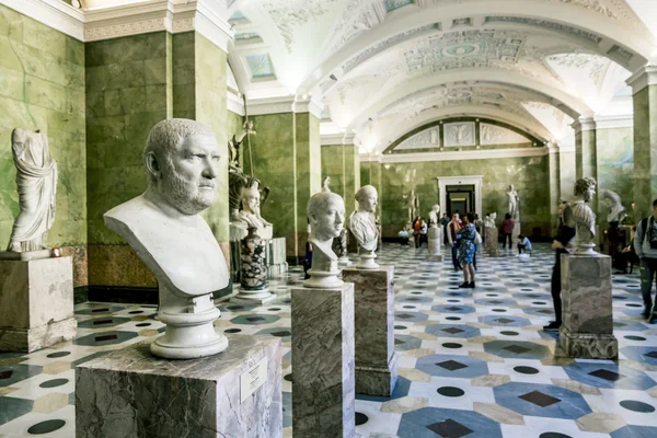 Antique sculptures in the hall of Jupiter in the Hermitage Museu