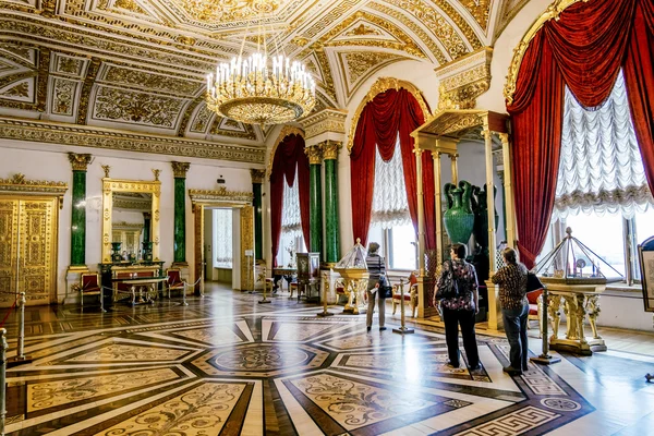 The interior of the malachite room in the Hermitage Museum in St