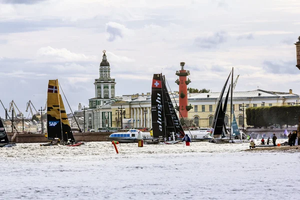 Competition sailing Extreme Sailing Series in the Neva river in
