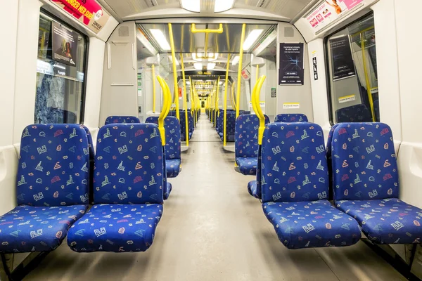 The interior of the car Stockholm metro. Sweden.