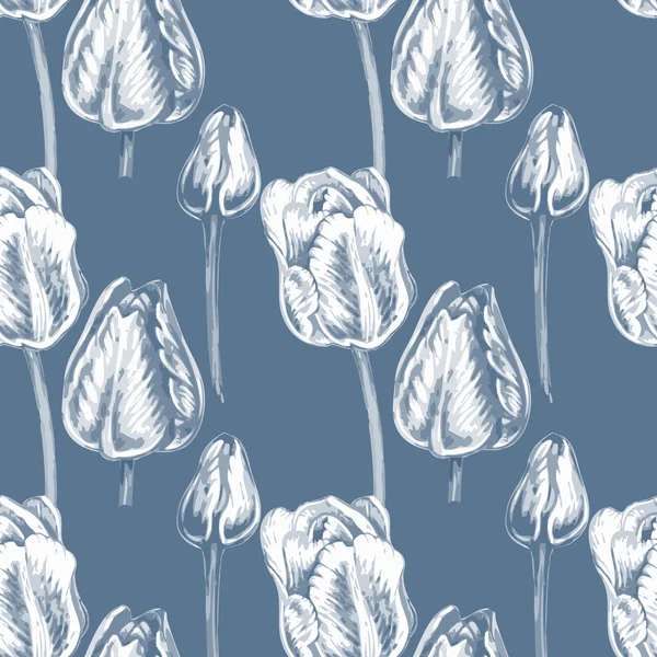 Flower seamless pattern with tulips.