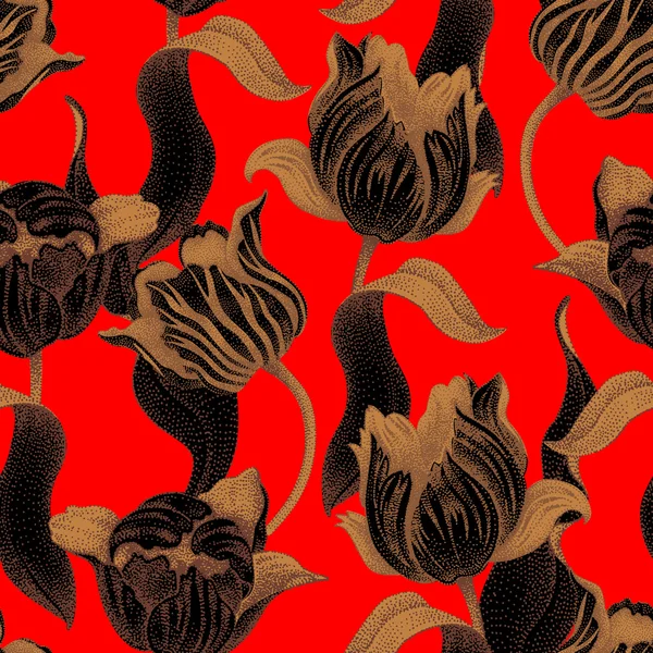 Seamless pattern with tulips flowers.
