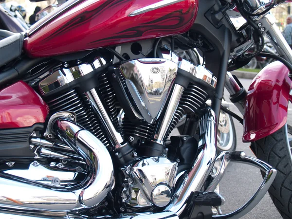 Shiny chrome plated motorcycle engine