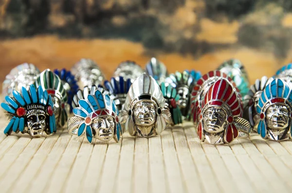 Indian Chief shaped silver rings