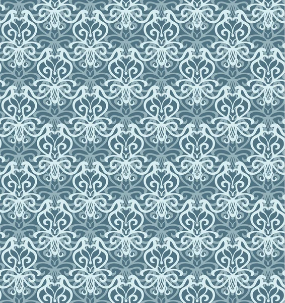 Intricate Silver and Blue Luxury Seamless Pattern on Dark Background