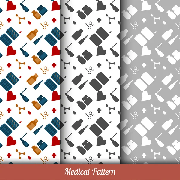 Seamless pattern on the medical theme, three backgrounds inside.