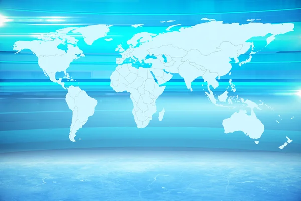 在蓝色背景上的抽象地图。3d 渲染 - 图库照片