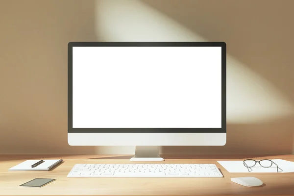Light desktop with computer