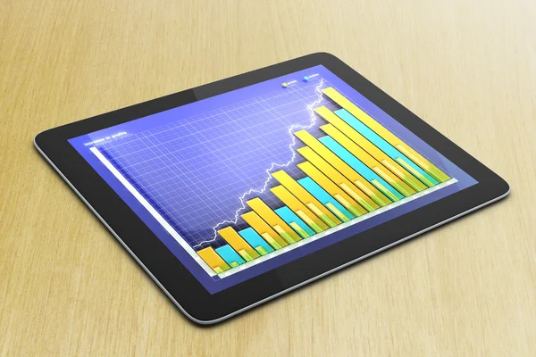 Business chart on digital tablet screen