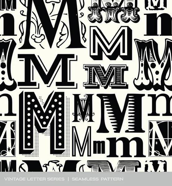 Seamless vintage pattern of the letter m