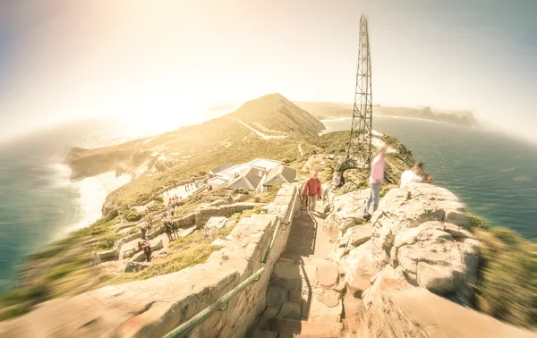 Fisheye panorama of Cape of Good Hope near Cape Town in South Africa - Radial zoom defocusing with retro nostalgic filtered look