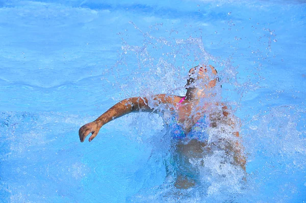 Model, model, child, blue water, swimming pool, sea waves, water fun, holiday, blue, sun rays, water drops, water jet