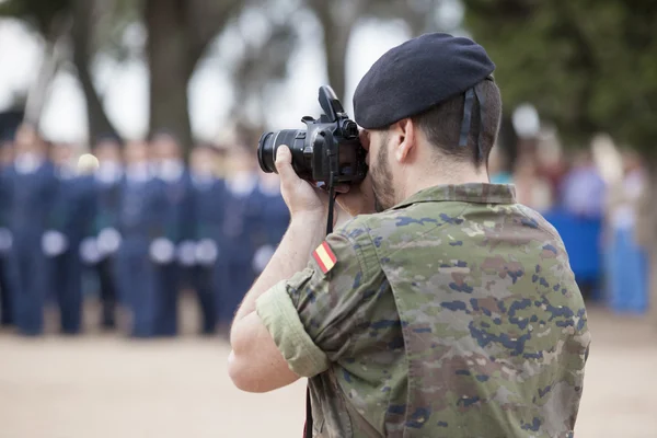 Armed forces day. Journalist soldier