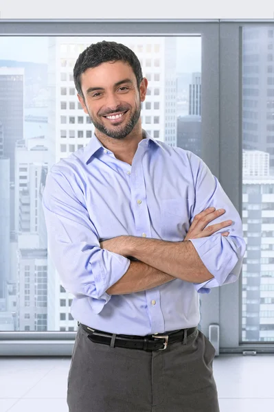 Young attractive business man standing in corporate portrait