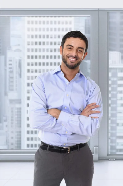 Young attractive business man standing in corporate portrait