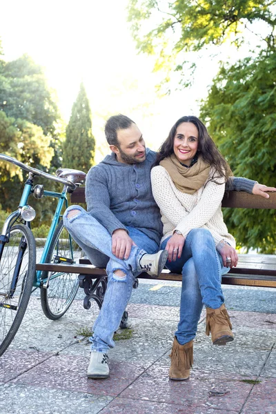 Couple while they are talking in the park