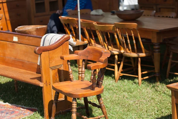 Old furniture for sale at flea market