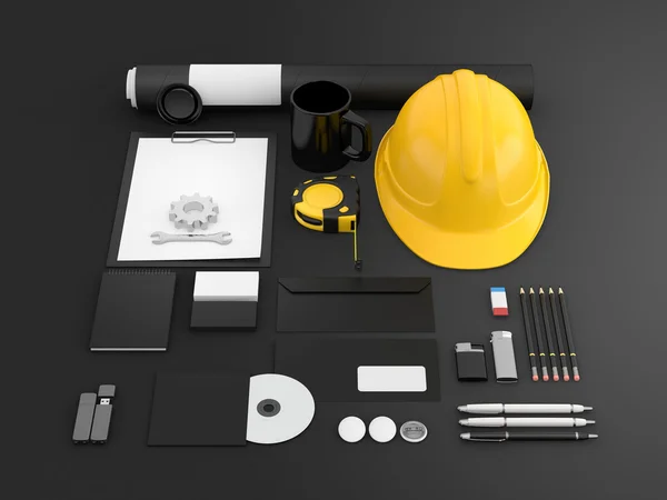 Identity mock up for construction or industrial company.