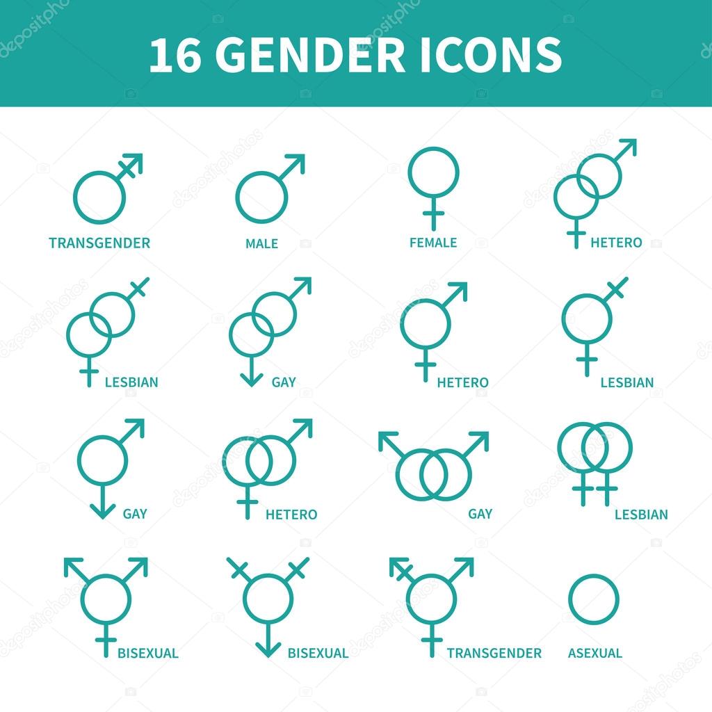 Sexual Orientation Gender Web Iconssymbolsign In Flat Style Male And 