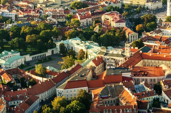 Center of Vilnius, Lithuania. Aerial view from piloted flying object.