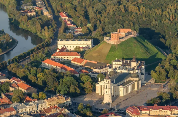 Center of Vilnius, Lithuania. Aerial view from piloted flying object.