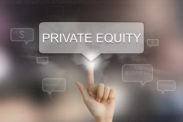 Hand clicking on private equity button
