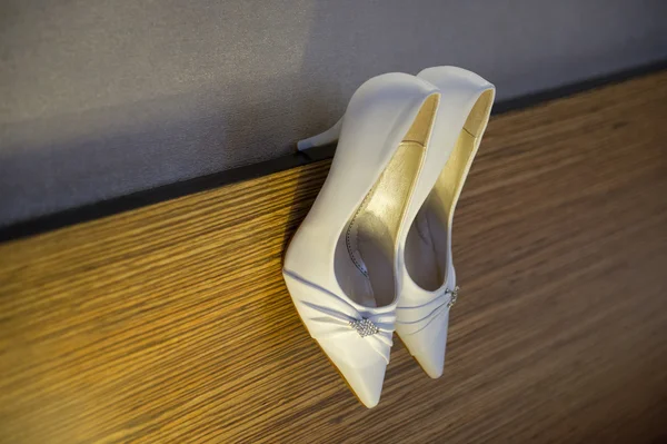 White wedding shoes with heel