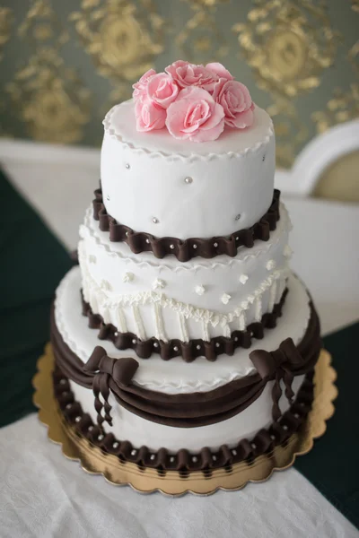 Big wedding cake with cream