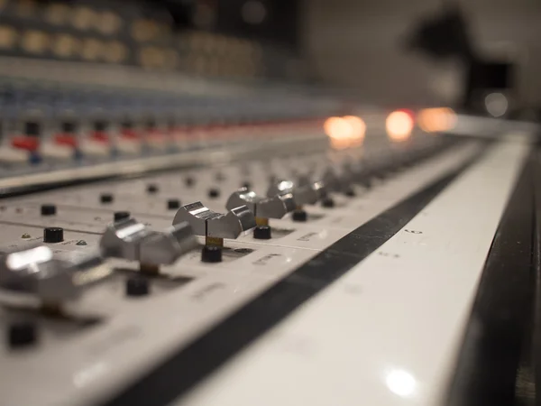 Close up Studio Audio Mixer Sliders