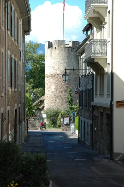 Castle tower in La Tour-de-Peliz in Switzerland