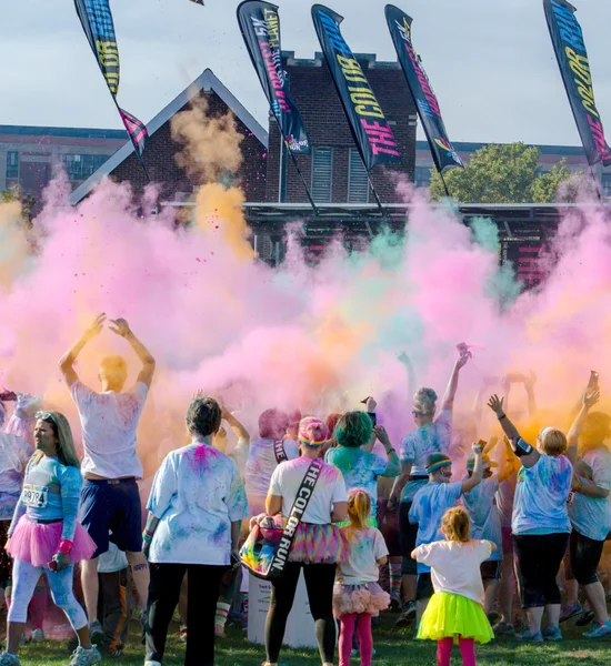 Colorful  after party at the south bend color run