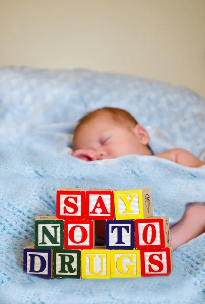 Say no to drugs  colored blocks and baby