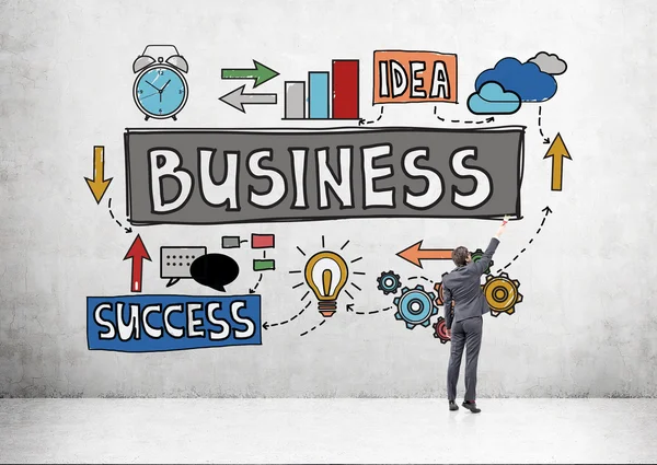 Man drawing business success sketch