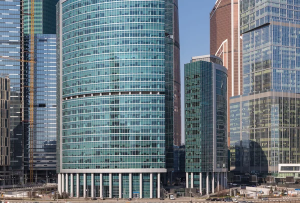 Close up of the skyscrapers of the International Business Centre in Moscow, Russia. Moscow-City business district.