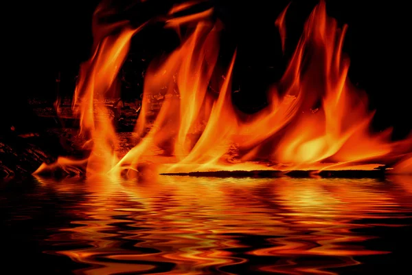Flame fire water reflection