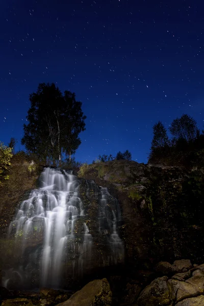 Waterfall rock night sky stars