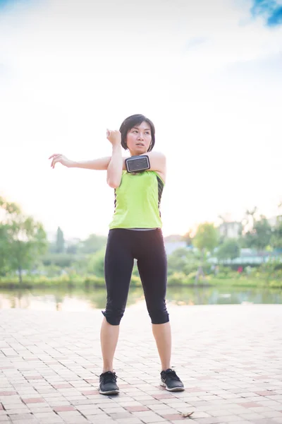 Asian woman exercise in the park