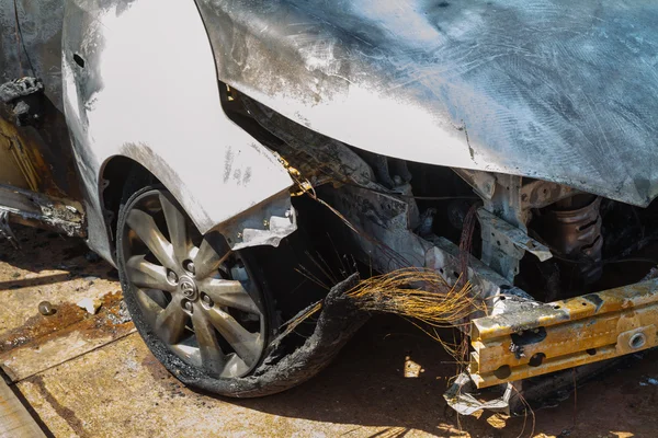 Car after fire by accident