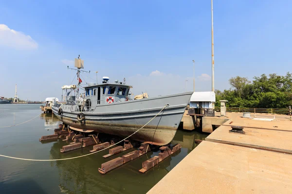 Military boat on slipway
