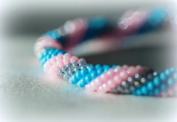 Handmade necklace from beads of three colors