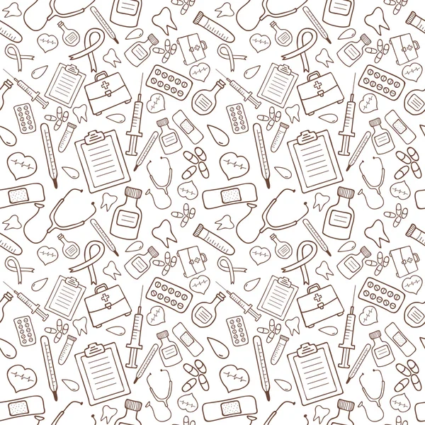 Seamless pattern with medical icons on white background