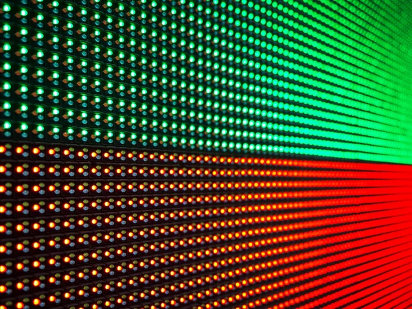 Green and red LED, close up on panel