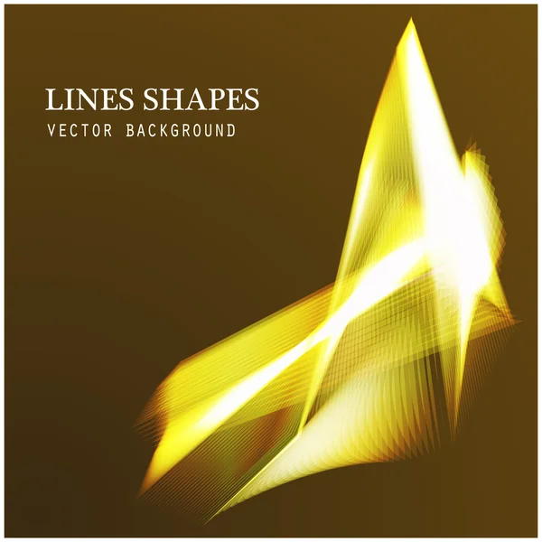 Lines shapes lighting abstract on golden dark background. Vector expanding light.