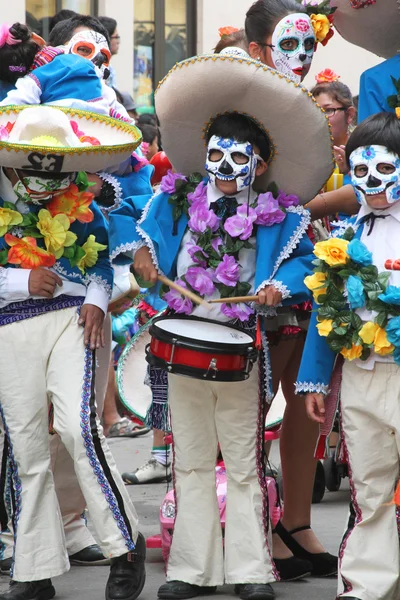 People March in Day of the Dead Costumes, Carnival, Peru