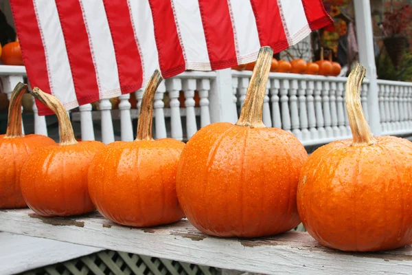 Pumpkins on a Railing