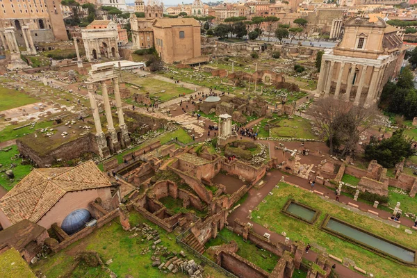 ROME - January 13: View of the Roman Forum from a height on January 13, 2016 in Rome, Italy.