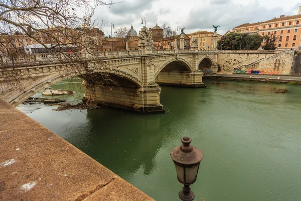 View of the Tiber River and Bridge in Rome