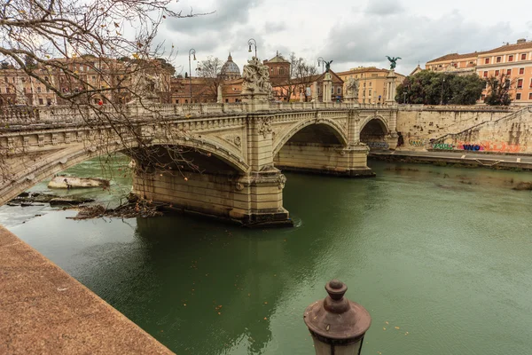 View of the Tiber River and Bridge in Rome