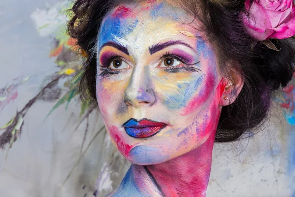 Model with colorful make-up