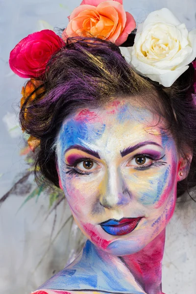 Model with colorful make-up